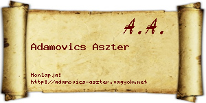 Adamovics Aszter névjegykártya